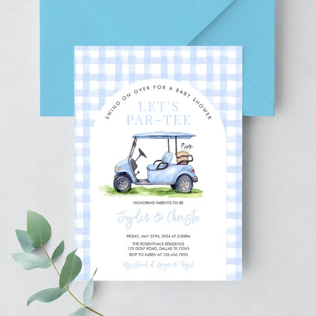 Golf Let's Par-Tee Tee Time Baby Shower Invitation (Creator Uploaded)