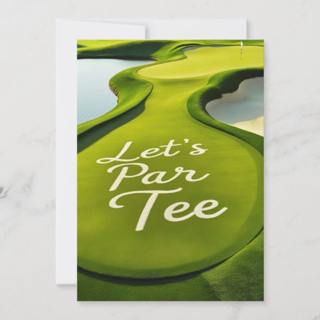 Golf Let's Par Tee text on Putting Green Invitation (Front)