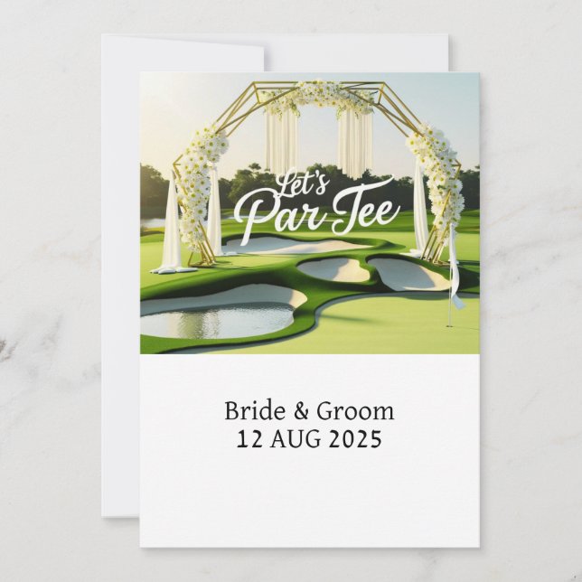 Golf Let's Par Tee text on Putting Green Invitation (Front)