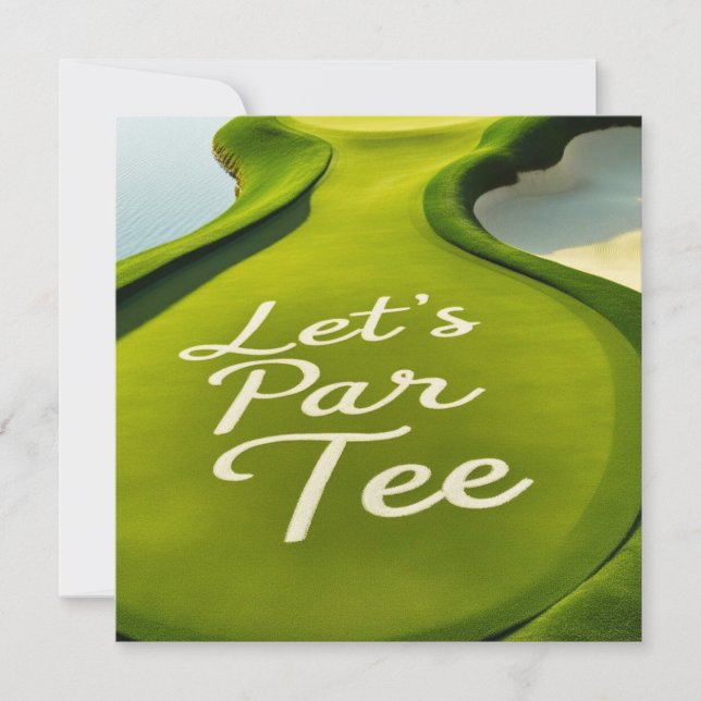 Golf Let's Par Tee text on Putting Green Save The Date (Front)