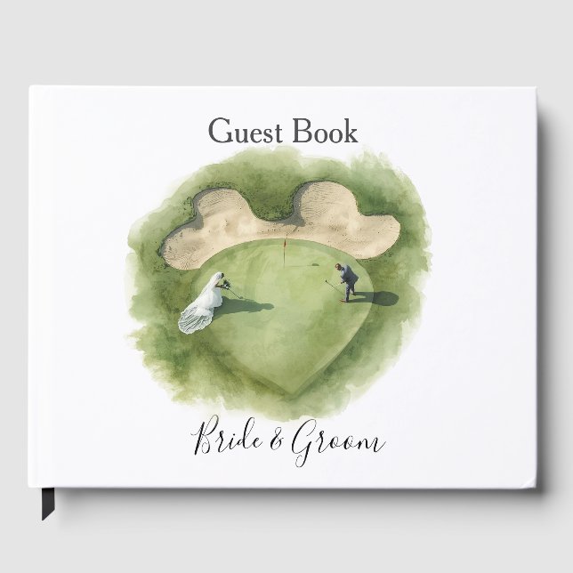 Golf Let's Par tee with Bride and Groom Wedding  Guest Book (Front)