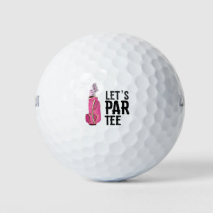 Golf Let's Par tee with pink golf bag fwoman lady  Balls