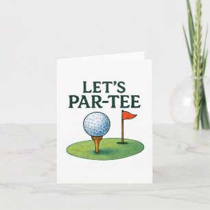 Golf Let's Party with Golf ball on tee Invitation