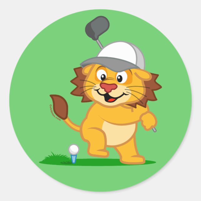 Golf Lion Classic Round Sticker (Front)