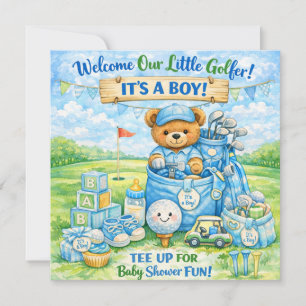 Golf Little Golfer Baby Boy Shower Invitation