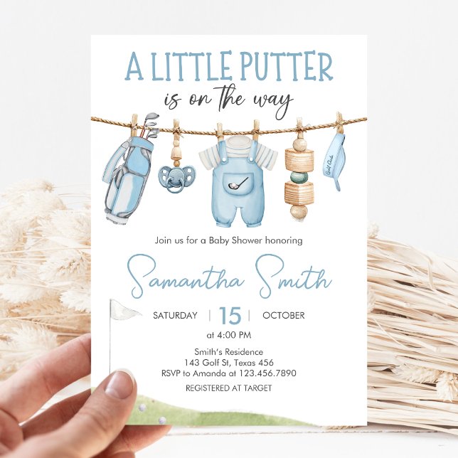 Golf Little Putter Baby Shower Invitation (A Little Putter Golf Baby Shower Invitation)