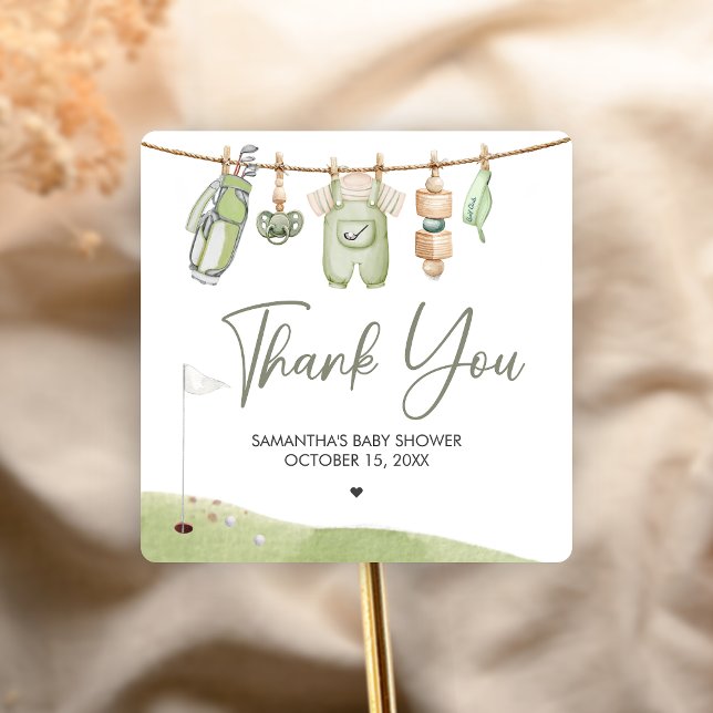 Golf Little Putter Baby Shower Square Sticker (Golf Little Putter Baby Shower Sticker)