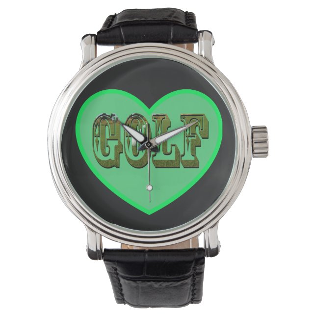 Golf Logo In Green Heart, Watch (Front)