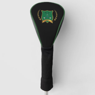 Golf Logo with Golf Clubs on Black Head Cover