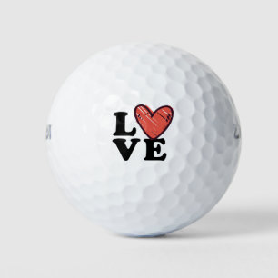 Golf Love with red heart for golfer on Valentine's Balls