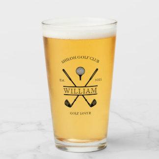 Golf Lover Cross Club Name Beer Glass