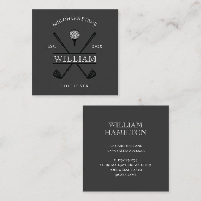 Golf Lover Cross Club Square Business Card (Front/Back)