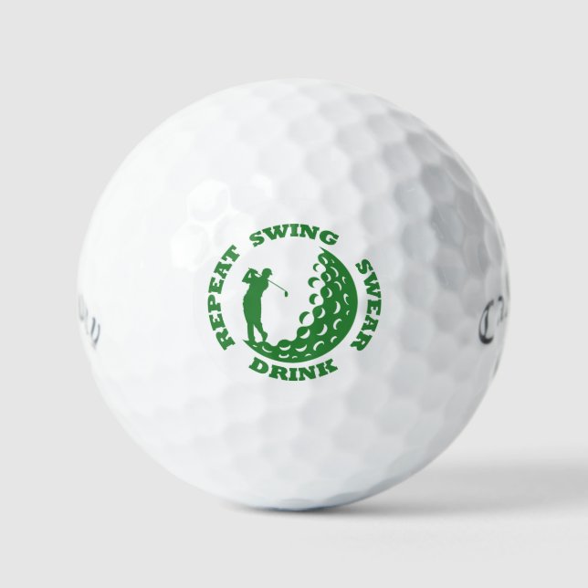 Golf Lover Gift - Swing Swear Drink Repeat Graphic Balls (Front)