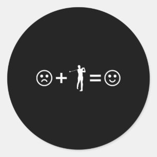 Golf Lover Player Sad Happy Face Equation Classic Round Sticker