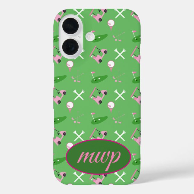 Golf Lover’s iPhone Case – Custom Monogram & Cart  (Back)