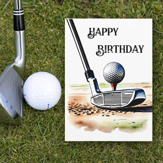 Golf Lovers Watercolor Paint Art Birthday Card