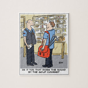 Golf Loving Postman Cartoon Jigsaw Puzzle