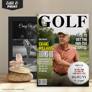 Golf Magazine Birthday Invite, Fun Golf Invitation