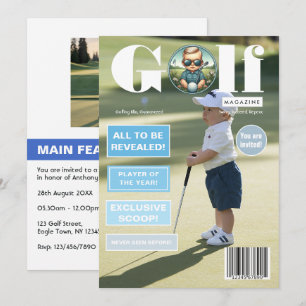 Golf Magazine Cover Photo Boy Birthday Party Invitation