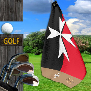 Golf Malta Flag, Maltese Cross monogrammed St John Towel