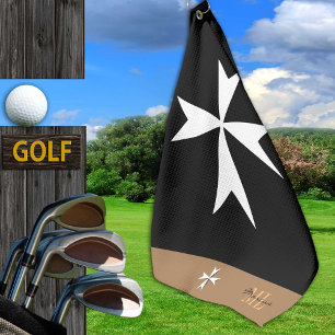 Golf Malta Flag, Maltese Cross monogrammed St John Towel