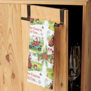 Golf May the course be with you Christmas Santa  Tea Towel