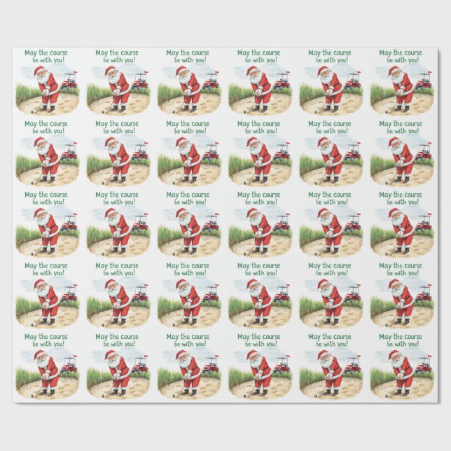 Golf  May the course be with you for Christmas Cof Wrapping Paper (Flat)