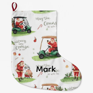 Golf May the course be with you with Santa Large Christmas Stocking