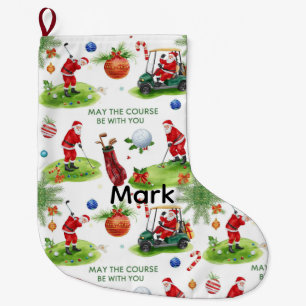Golf May the course be with you with Santa Large Christmas Stocking