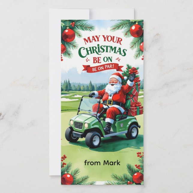 Golf “May Your Christmas Be On Par!” for Golfer  Holiday Card (Front)
