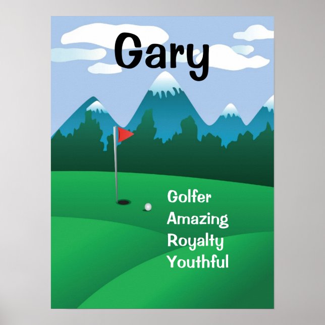 Golf Mens Womens Personalised Name Art Gift Print (Front)
