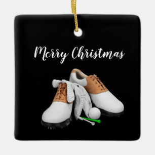 Golf Merry Christmas card to gifts to golfer  Cera Ceramic Ornament