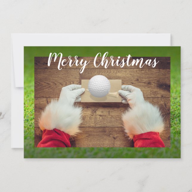 Golf Merry Christmas card to golfer Santa Claus  (Front)