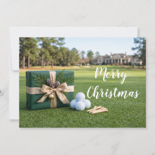 Golf Merry Christmas card to golfer with golf ball