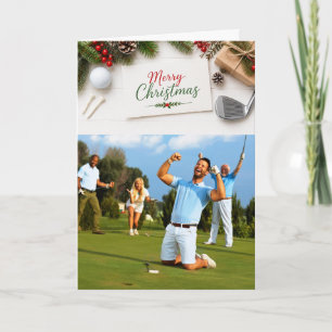 Golf Merry Christmas Family Photo Holiday Card