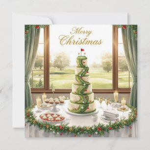 Golf Merry Christmas from Golf Course Clubhouse Holiday Card