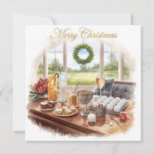 Golf Merry Christmas from Golf Course Clubhouse Holiday Card