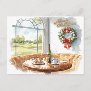 Golf Merry Christmas from Golf Course Clubhouse Holiday Postcard
