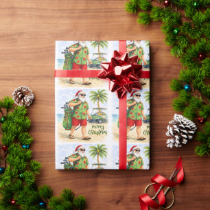 Golf Merry Christmas Santa Golfer Beach themed  Wrapping Paper