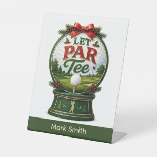 Golf Merry Christmas themed with golf ball Pedestal Sign
