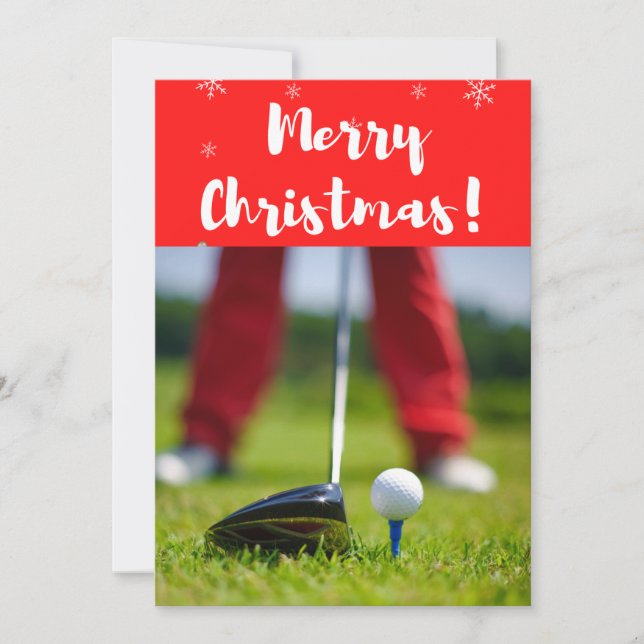 Golf Merry Christmas to Golfer Golfing on green Holiday Card (Front)