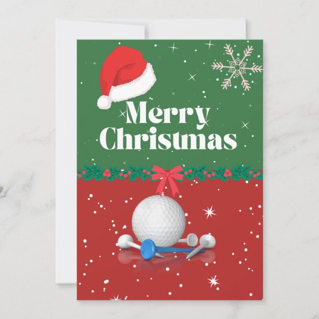 Golf Merry Christmas to Golfer with Santa hat  Holiday Card (Front)