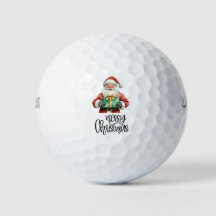 Golf Merry Christmas with Santa Claus at flag