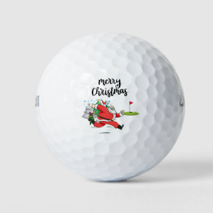 Golf Merry Christmas with Santa Claus at flag  Balls