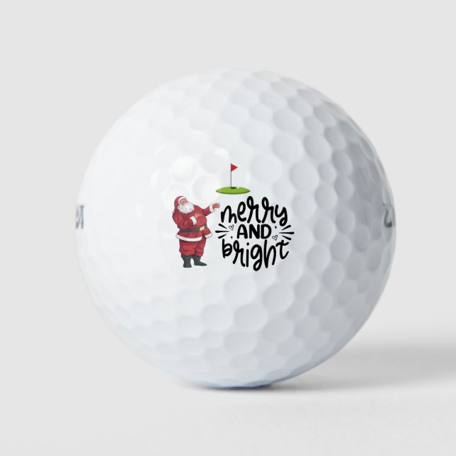 Golf Merry Christmas with Santa Claus at flag  Gol Balls (Front)