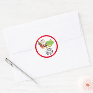 Golf Merry Christmas with Santa Claus golfing  Classic Round Sticker