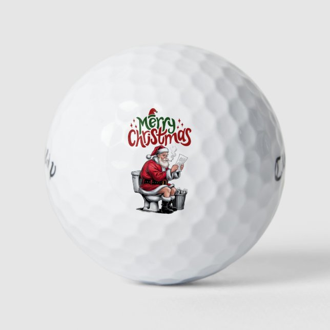 Golf Merry  Christmas with Santa Claus to golfer  Balls (Front)