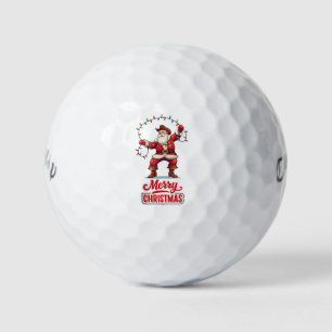 Golf Merry Christmas with Santa Claus to golfer Balls
