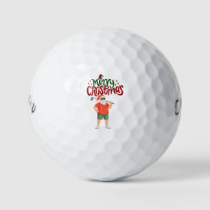 Golf Merry Christmas with Santa Claus to golfer Balls