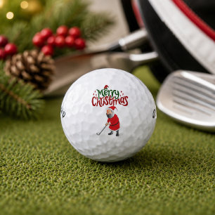 Golf Merry Christmas with Santa Claus to golfer Balls